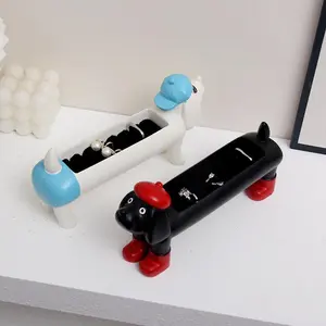 2026 Cute Dachshund Jewelry Organizer, Resin Ring Holder Tray with Velvet Lining, Desktop Storage for Rings Earrings Small Accessories