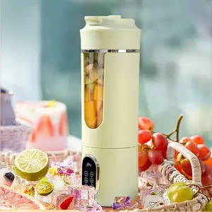 Rechargeable Smart Mini Juicer Cup, Portable Juicer Machine, Portable Compact Fast Efficient Travel Fitness Outdoor Juice Solution, 530ML with LED Display, Blender for Shakes