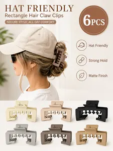6Pcs Claw Clips for Baseball Caps, Strong Non-Slip Square Design, Hair Clip for Hat for Women, Trucker Hat Claw Clips ,Hair Accessory Gifts for Thick and Fine Hair, Effortlessly create high ponytails, messy buns,half‑up looks for workouts or casual days