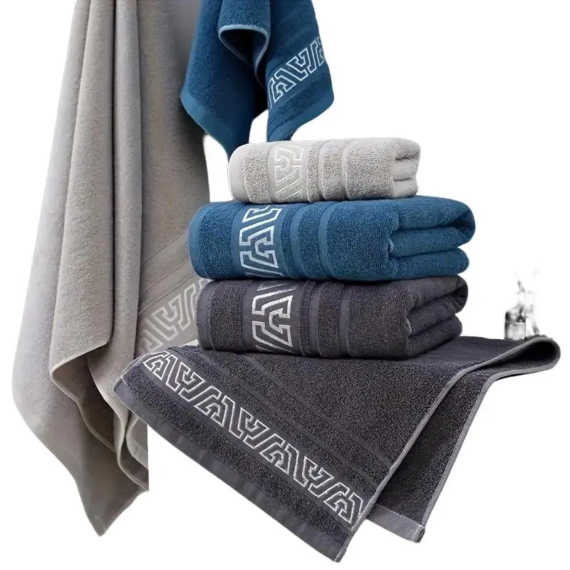 Retro Dark Pure Cotton Towels Suit Soft Absorbent Face Washing Bath Towel Men and Women Adult Towel Household Light Lightweight Soft Towel