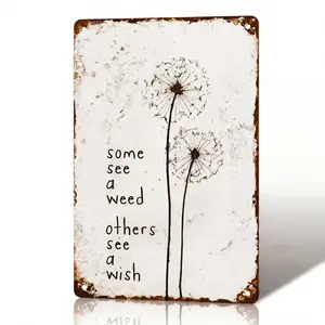 Rustic Dandelion Wishing Decor Sign Print,  Living Room Bedroom Vintage Wall Decor Accents, Dandelion 08x12 inch Sign Wall Decor