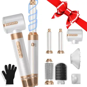 1 Box 7-in-1 Hot Air Brush, Hair Dryer, New Fashion Women's Hair Styling Tool, with Automatic Curler, Straightening Brush, Fast Heating Hair Dryer, Hot Air Brush with Gift Box, Best Gift for Friends and Family, Hair Styling Tool