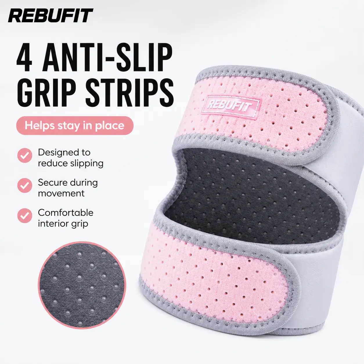 REBUFIT 2-Pack Dual Patella Knee Straps, Anti-Slip, Breathable Support for Running Pain Relief & Daily Wear