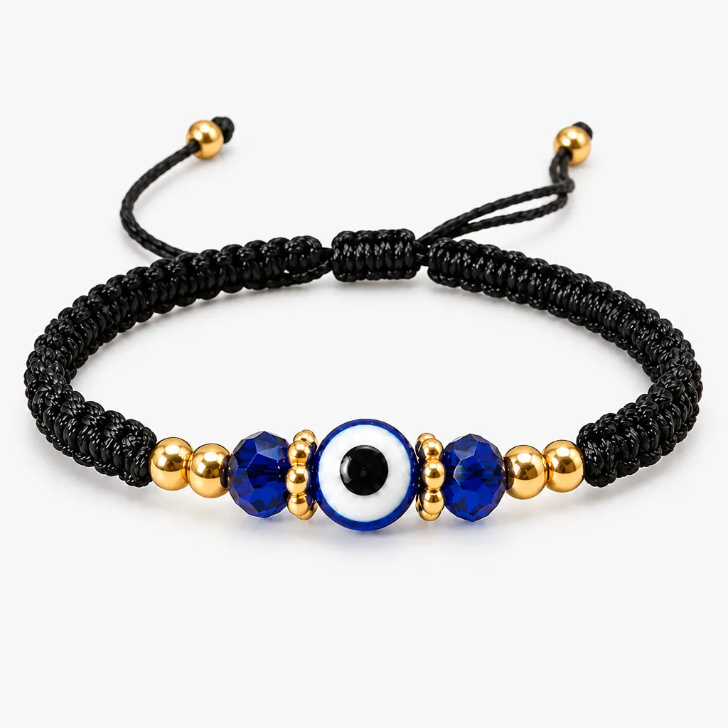 Women's Unisex Fit Braided Bracelet Jewelry - Braided Cord, Protective Eye Bead Amulet Talisman, 5.5-9.8 in Adjustable Size, Boho Charm, Durable Nylon Cord Lasts, Everyday Wear, Friend Gift, Ultra-Light