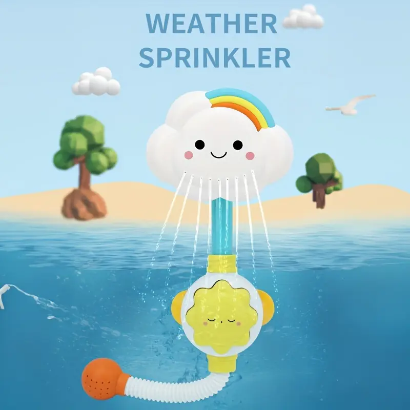 3 Pack Baby Bath Toys Set, Cute Cloud Water Sprinkler Toy with Flower Shower Spray, Infant Bathtub Toys for Toddlers, Interactive Water Play Toy for Kids, Fun Bath Time Gift