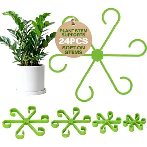 24PCS Plant Stem Support, 4-Size Stem Supports for Indoor Plants, Reusable Monstera Plant Support for Thriving Growth, Indoor Plants Accessories