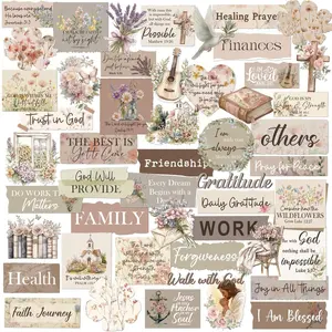 Prayer Board Stickers Supplies - 50 Pcs Christian Jesus Bible Verse Flower Decals for Adults Women Girls Motivational Religious Scripture Personalized Gifts for Kindle Water Bottle Journal