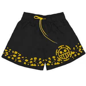 Trafalgar D. Water Law Black Punk Hazard One Piece Gym Shorts Workout Sport Knee Pants with Pockets