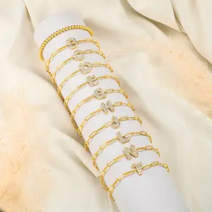 FOXGIRL Adjustable Letter Bracelet Layered Women's Faux Initial Bracelet Beaded Christmas Letter Bracelet Chain for Women waterproof Jewelry