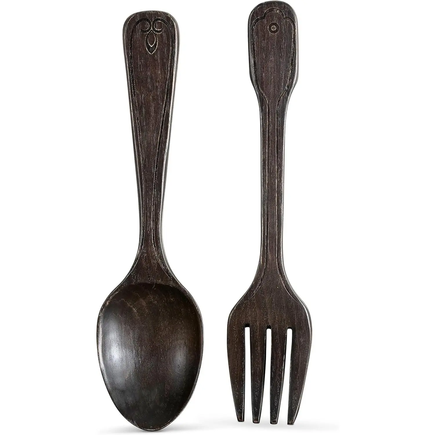 16" Wooden  Fork and Spoon Wall Decor Set of 2 | Large Spoon and Fork Wall Decor | Modern Farmhouse Kitchen Decor |  Rustic   Kitchen Wall Decoration