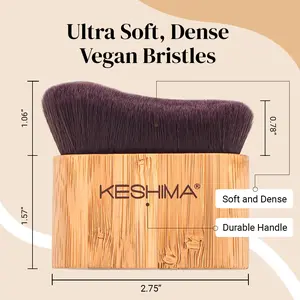 Keshima Self Tanner Brush Large Tanning Brush for Face and Body Kabuki Tan Applicator Ultra Soft Dense Vegan Bristles Sustainable Wood Handle