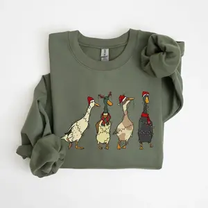Christmas Ducks Sweatshirt, Duck Christmas Sweatshirt For Women, Funny Animals Christmas Sweatshirt, Farm Lover Gift, Christmas Light Sweater