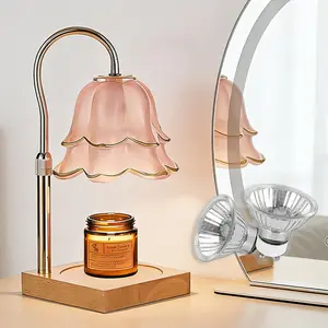 Candle Warmer Lamp Set With Timer And Dimmable Function Height Adjustable Tulip Candle Warmer Light Solid Wood Base Flameless Candle Melter Kit
