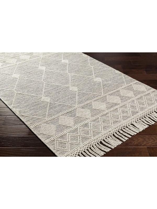 Livabliss Hemingway HMG2301 Hand-Woven Wool-Polyester Round Rug - 5x5 ft, Ivory & Black Neutral Tones, Global Look, High-Traffic Equestrian Indoor Leisure Space Decor (Model HMG2301-5RD)