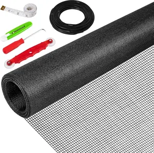 48"X236" Window Screen Replacement Kit, 6 in 1 Window Screen Door Repair Kit, Replacement Window Screens, Fiberglass Patio Screen Mesh for Porch Sliding Door, Rolling Tool Hook Spline  RulerQuesear