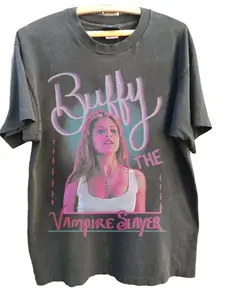 Buffy The Vampire Slayer Shirt Graphic Retro Charcoal Unisex Tshirt Reprint