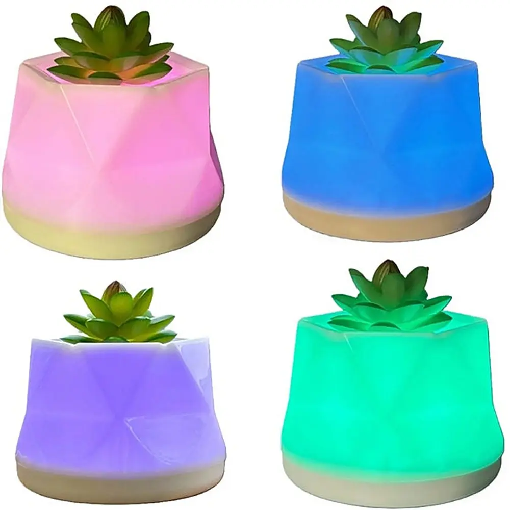 Color-Changing LED Aroma Diffuser - Water-Free Succulent Decor, Safe Flameless Use, Peace of Mind Home Fragrance, Compact Bedroom Nightlight, Desk Decor Mood Light