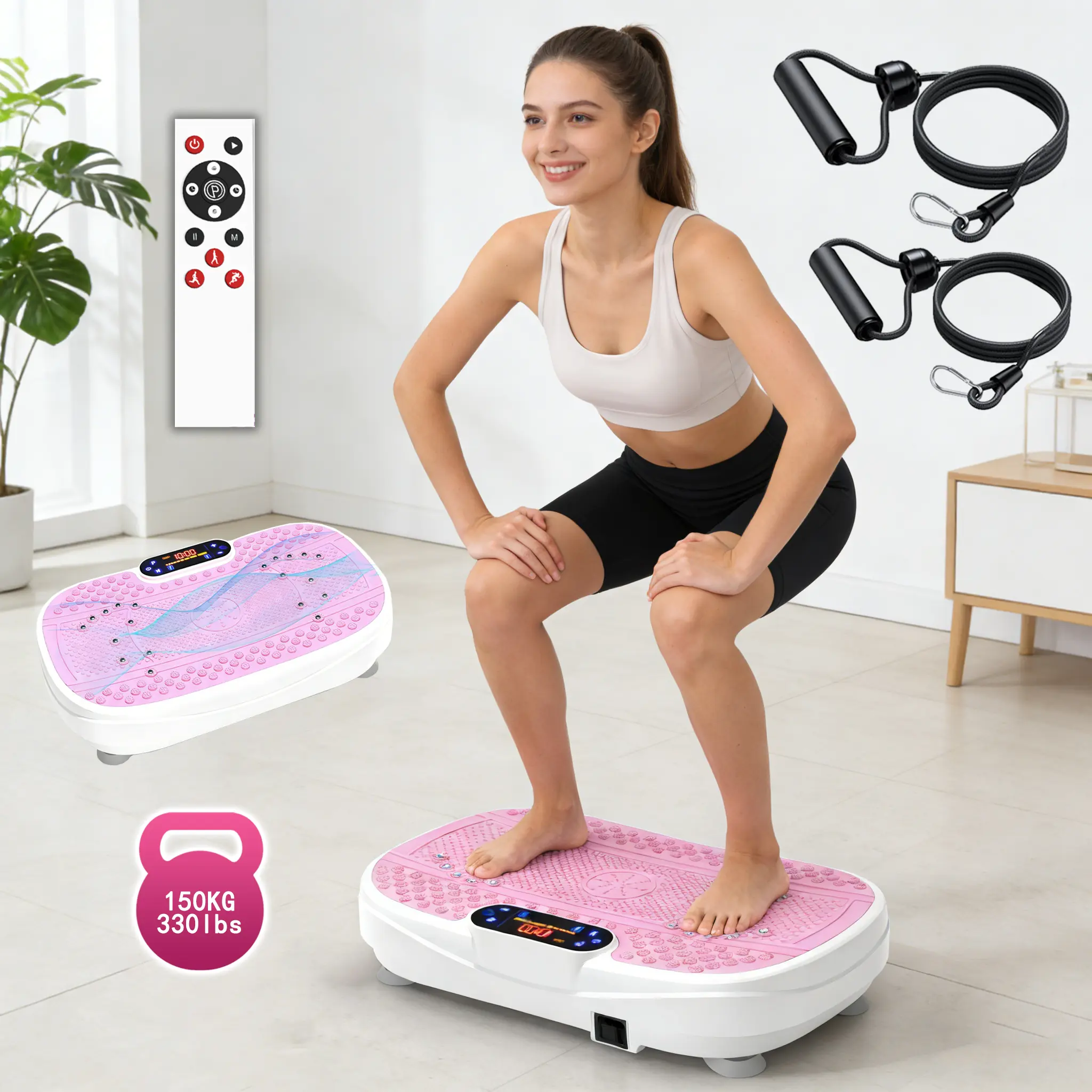 Fahuac Vibration Plate Exercise Machine, Compact Workout Equipment with Reinforced Base for Home Fitness & Core Strength Training, 120 Speeds, LED Display & Remote, 330 lbs Capacity, Vibration Plates