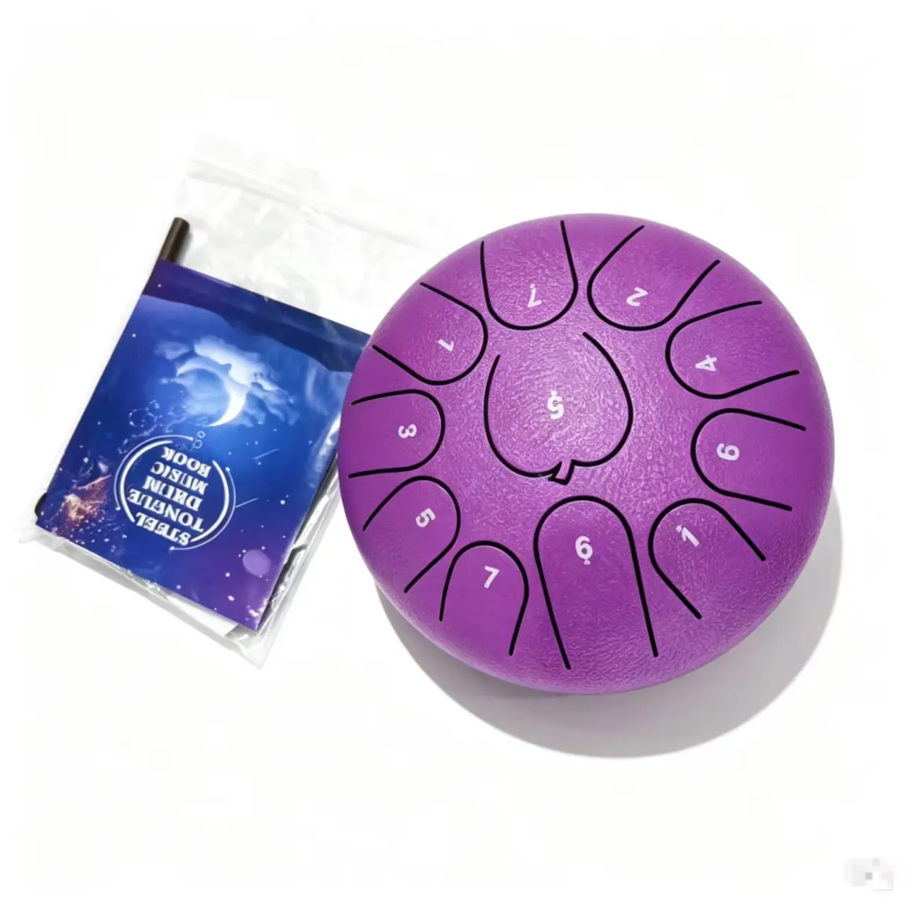 Purple Steel Tongue Drum 11-Tone Hand Pan Drum Complete Accessories