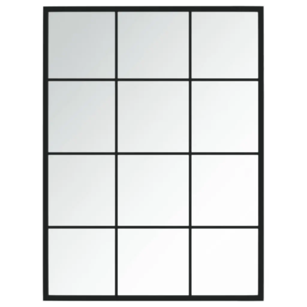 vidaXL Window Mirror, Wall Mirror, Decorative Mirror, Hall Mirror for Bathroom Bedroom Living Room Dressing Room Entryway, Metal Frame Black 342207