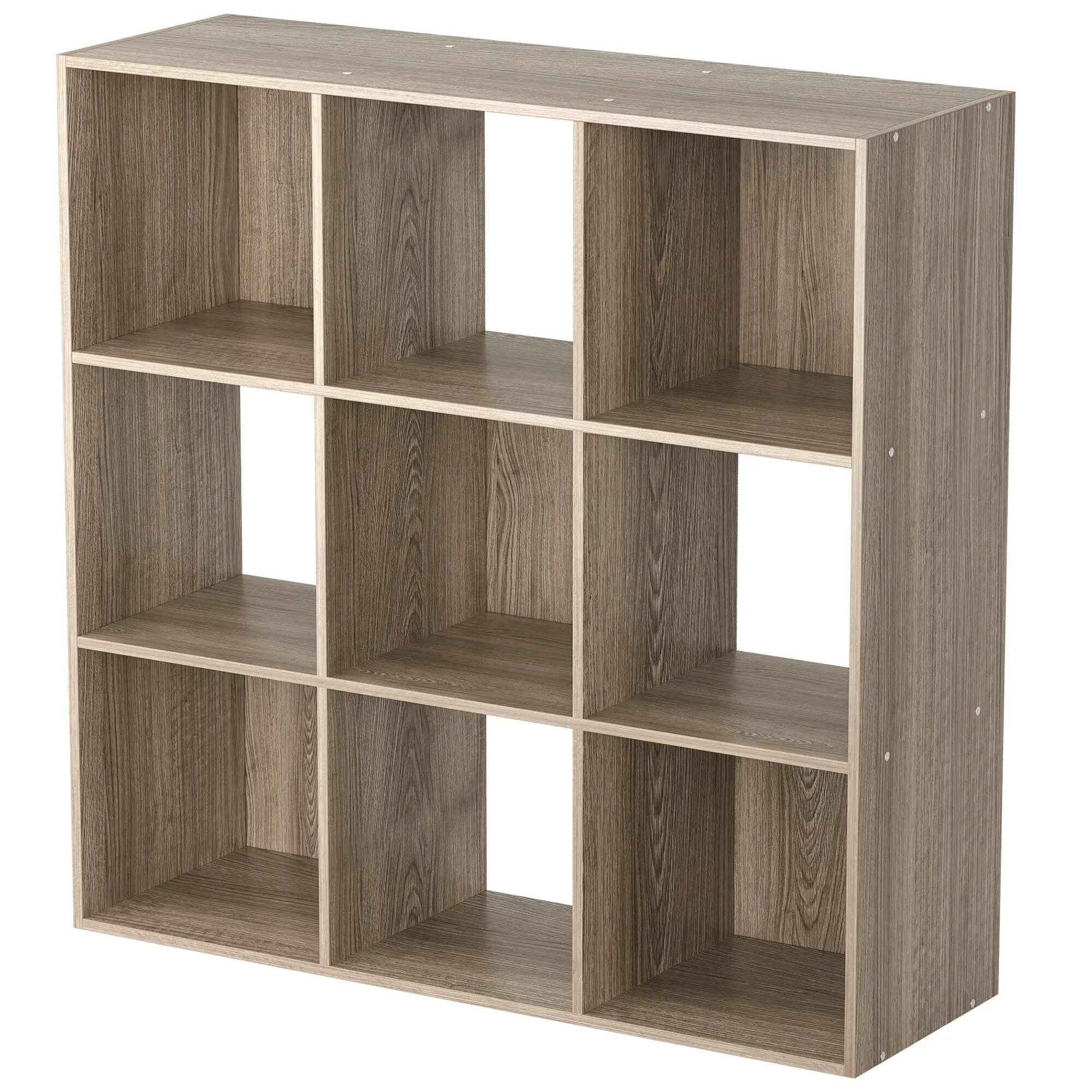SUPERDEAL Freestanding 3x3 Wood Grain Stackable Bookshelf - Indoor Storage Cubes, 44lbs Max Load Capacity, Ideal for Book Nook, Home Library,back to school,back to school haul