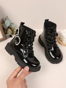 Girls' Pearl Bow Boots, Fall Winter Soft Sole Anti-Slip Princess Style, Multi-Color Kids Casual Shoes, Waterproof & Windproof