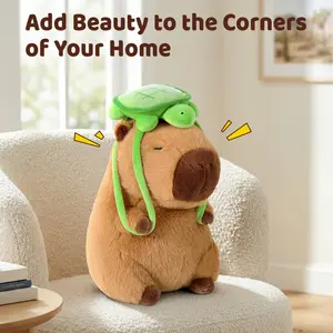 PEACHCAT Cute Capybara Plush with Turtle Backpack Soft Capibara Stuffed Animal Plushies Toys Hugging Gifts for Kids Brown 9 inch #summervibes