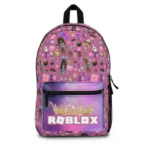 Roblox Girls' Lightweight Poly Backpack, Pink, Name Tag Slot, Roomy Size, School & Educational Supplies Accessory