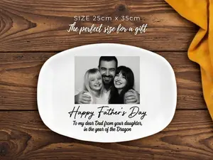 Personalized Father’s Day Plate – Custom Photo Plastic Dish Gift from Daughter, Keepsake Gift for Dad