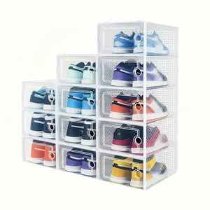 Transparent Dustproof Stackable Shoe Box Cover, Foldable and Stackable Shoe Rack, Plastic Sports Shoes Container, Multi-Functional Shoe Storage Box, Clear Shoe Storage