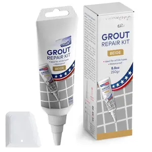 Tile Grout Repair, Beige 8.8 oz/250gr.  Drying Grout Repair Kit, Grout Filler Tube Repair Kit, Tile Grout , Grout Sealer Restore and Renew Bathroom Floor, Tile Gaps, Joints, Lines