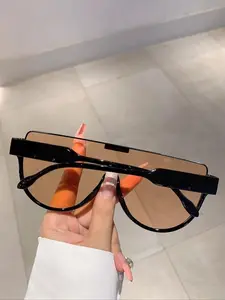 1 Pair of Summer Trend Shield Slim Sunglasses with half round personalized design for beach outdoor and back-to-school activities, providing UV protection and showing fashionable taste.