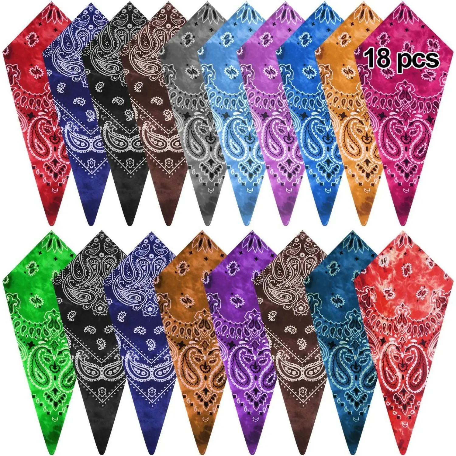MIAHART 18Pcs Paisley Bandanas Cowboy Bandana Paisley Print Head Wrap Scarf Square Headband Sweat Wicking Elastic Adjustable Headband for Workout & Outdoor ActivitiesValentine's Day, gift