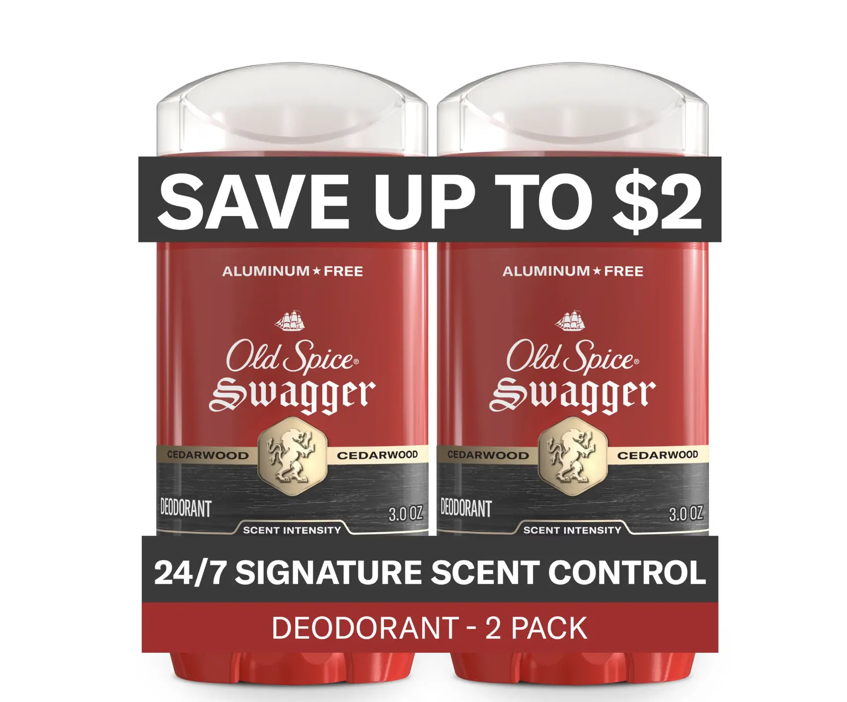 Old Spice Aluminum-Free Men's Deodorant - Swagger Scent, 3.0 oz, Pack of 2