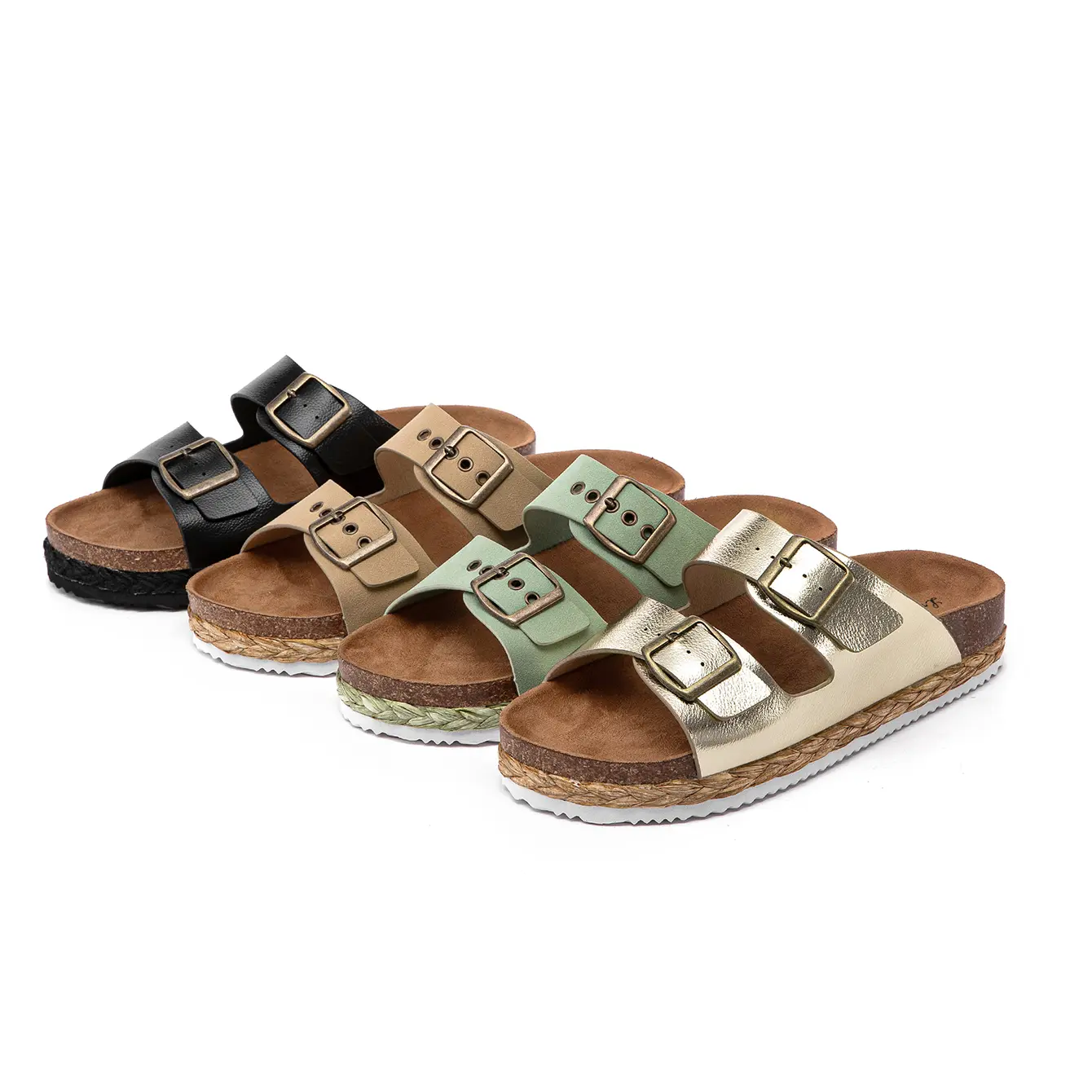 Women's Brooklyn Buckle Flat Sandals, True Size, soft flat sandal, Double-Strap Buckle Sandals with Adjustable Buckle Summer Walking Shoes For Women Footwear