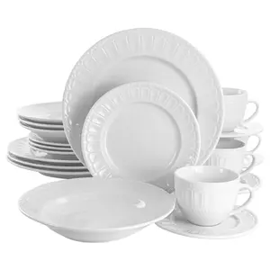 Elama Charlotte 20 Piece Porcelain Dinnerware Set in White