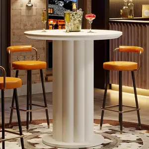 Tribesigns 39" H Bar Table With Roman Pillar Base, Wood Dining High Top, Counter Height Pub Table for Small Spaces