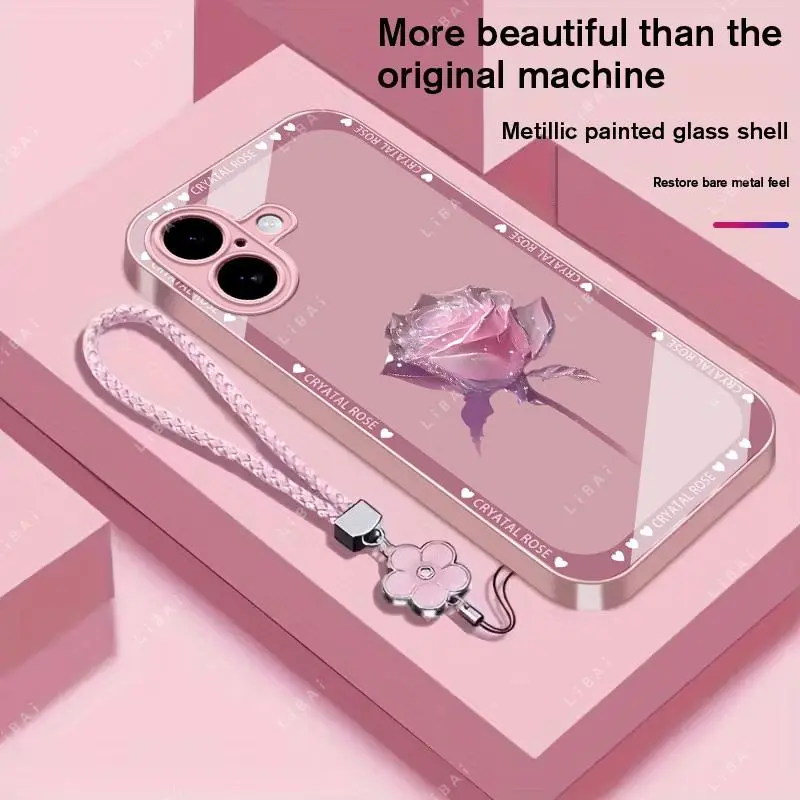 Suitable for [iPhone 16 Plus] Brand new premium phone case, Free four-leaf clover lanyard，drop-proof and fingerprint-resistant，simple and elegant design，multiple colors available YM99