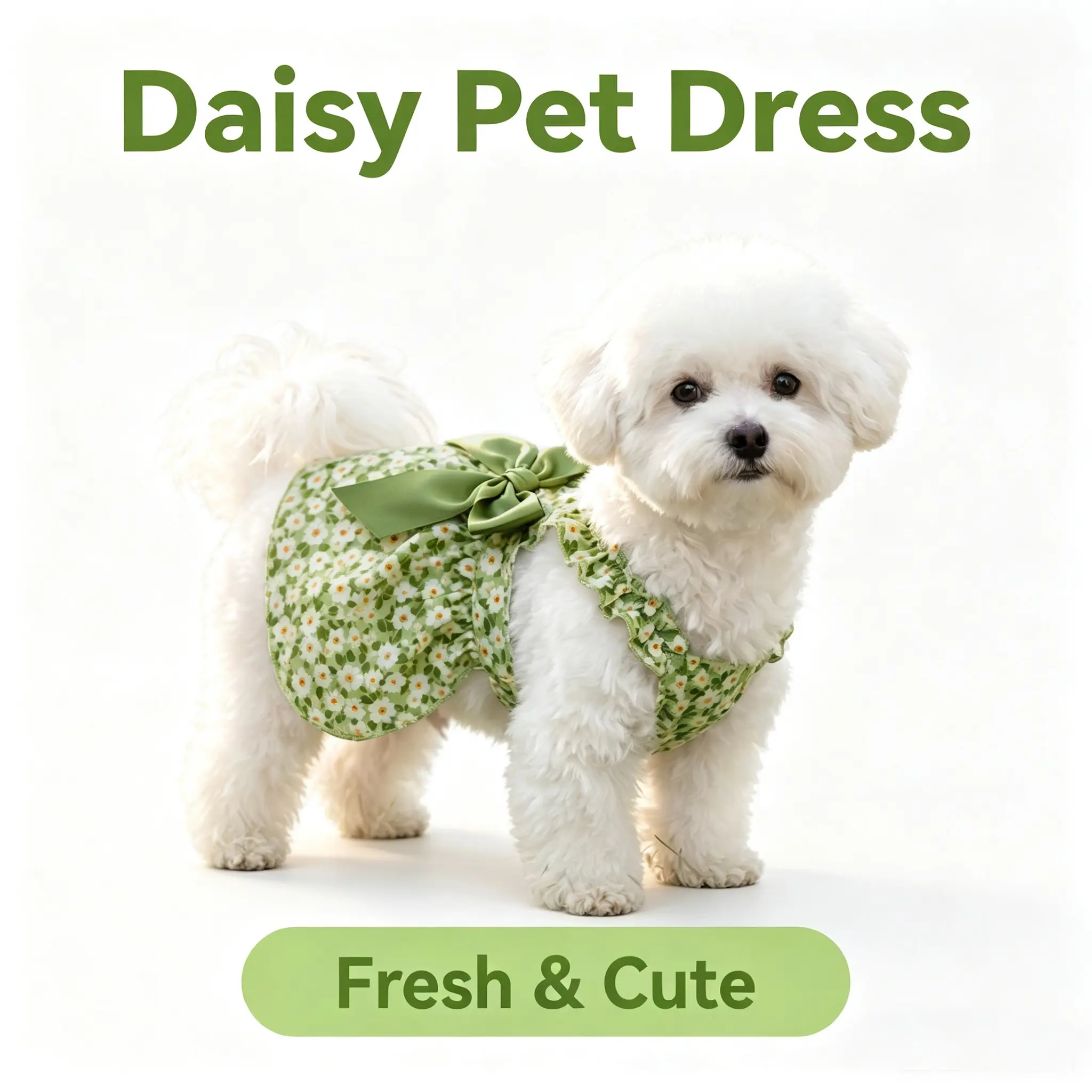 Pet Princess Animal Dress with Bows, 100% Poly Polyester Fiber, Summer Fitted Machine-Washable Clothing for Small-Medium Dogs & Cats, Plant-Theme Accents