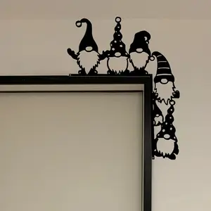 Vintage Iron Santa Gnome Door Ornament - Black door-hung faceless Santa plaque. Versatile decorative piece for Christmas and Thanksgiving. Installs effortlessly without power. A charming Christmas keepsake!