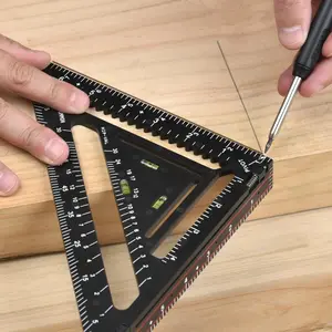 Foldable Triangular Ruler with Support, Precision Drawing & Level Measurement Tool, Essential for Woodworking DIY Projects