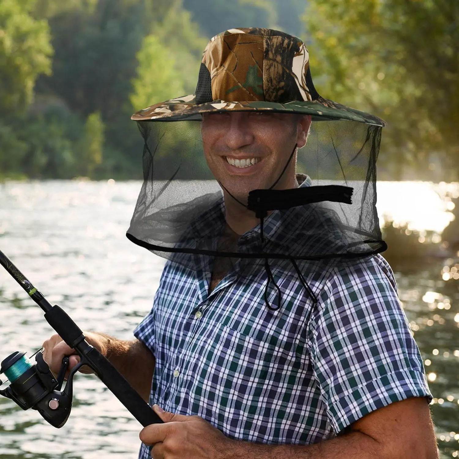 Unisex Adult Net Mesh Bucket Hat with Anti-Mosquito Head Net - 1 Pack, 57-63cm, Colorful, Protective Against Bees,Bugs,Insects,Midges, Ideal for Outdoor Camping,Beekeeping, Outdoor Hats, Sun Hats travelessentials
