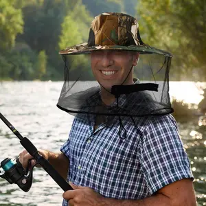 1 Pack Unisex Adults Anti-Mosquito Mesh Head Net Hat - Protective Against Bee, Bug, Insect, Midge Bites - Ideal for Outdoor Camping, Wild Fishing