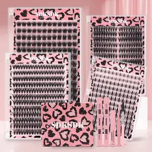 4-Style Lash Cluster Kit • Mixed Length DIY Individual Eyelash Extensions • Wispy Reusable Lash Clusters with Glue, Tweezers & Remover • At-Home Salon Look