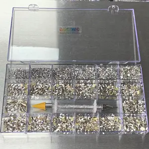 [Platinum gold-back] Rhinestones set - 20 cells box - 14 big shapes and 6 round shapes