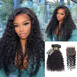 QTHAIR 16A Brazilian Hair Water Wave Bundles Human Hair Natural Black 100% Unprocessed Virgin Hair 12-30 Inches Hair Extension for Black Women, Heat Resistant
