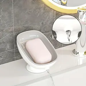 1pc Luxurious Adjustable Oval Soap Dish with Drain - Wall-Mounted, Anti-Slip, Removable Soap Tray for Bathroom, Soap Saver