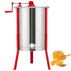 Garvee Manual Honey Extractor, 4 Frames Honeycomb Spinner Drum, Food-Grade Stainless Steel Beekeeping Tool with Transparent Lid & Adjustable Legs, for Beekeepers, Apiaries, and Beehives
