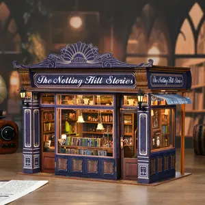 Notting Hill DIY Wooden Book Nook Dollhouse Kit - Diy Woodwork Kit, Build Your Own Cozy Storybook Travel Shop, Ideal for New Year Celebrations, Perfect for Travel Enthusiasts, Diy Kit