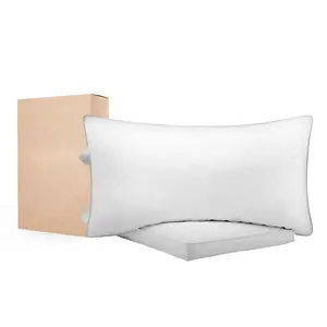 Two Pack King Size Goose Down Pillows For Sleeping - Soft Plush Fluffy Cushions For Neck And Head Support, Hypoallergenic Bedding, Machine Washable, Goose Down Pillow Set, Ideal For Side Back And Front Sleepers